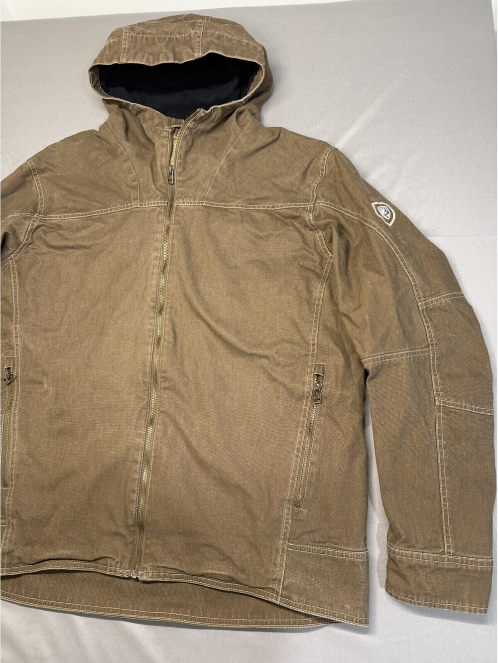 Kuhl The Law Fleece Lined Hoody Jacket Mens XL Brown Vintage Patina Dye Canvas - Picture 2 of 15